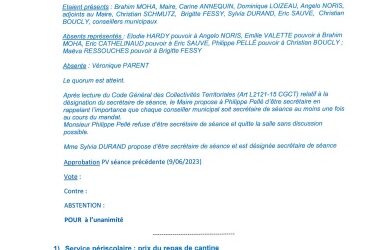 Procès-verbal du conseil municipal du 3 octobre 2023